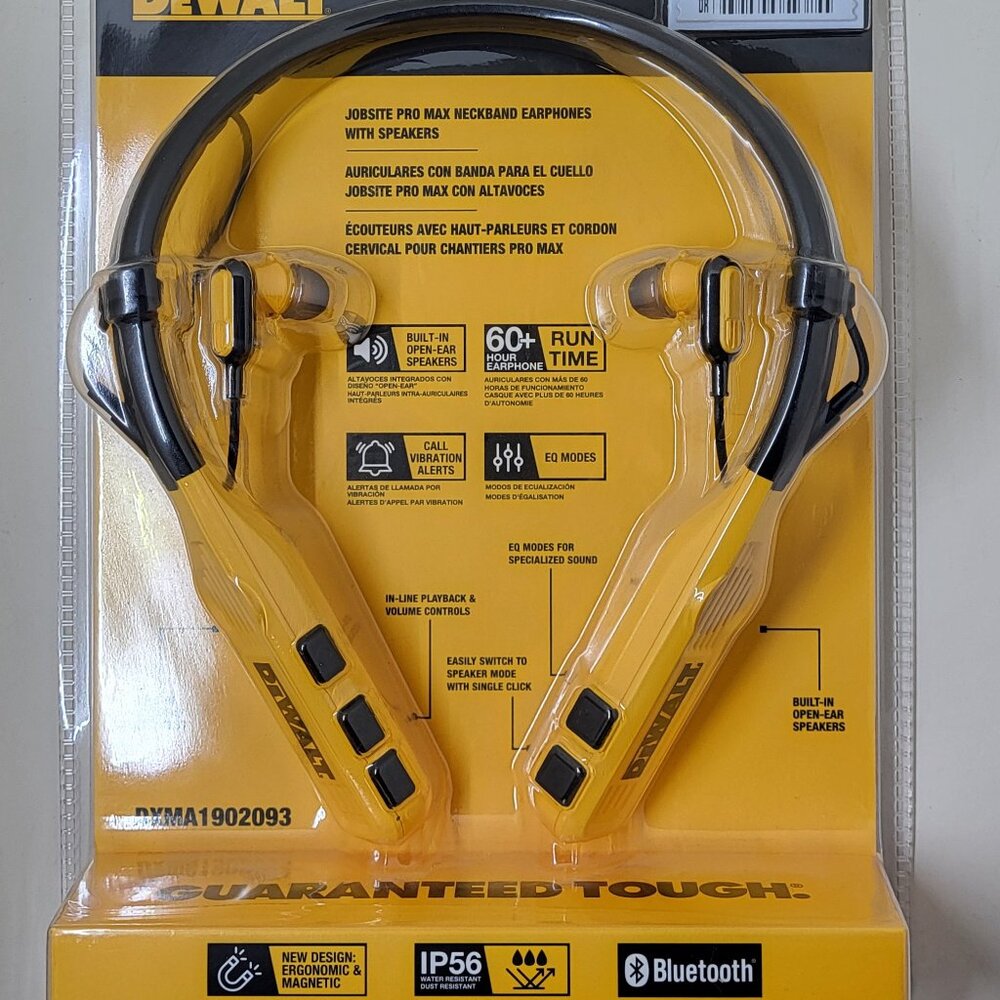 DeWalt Pro Max Wireless Bluetooth Neckband Behind-the-Neck Headphones NEW